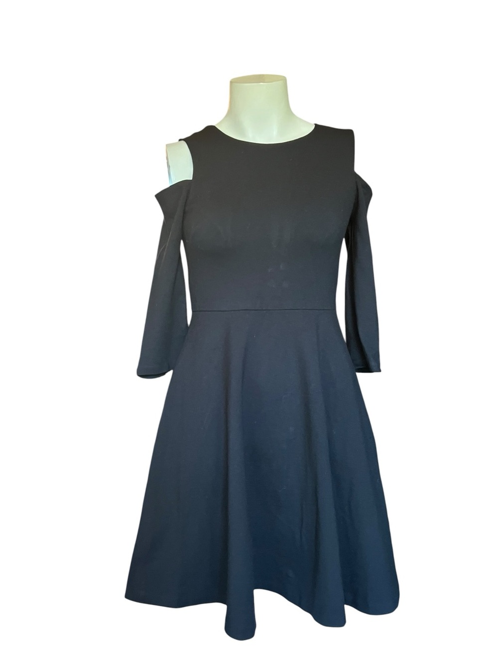 Eliza Black Cold-Shoulder Midi Dress